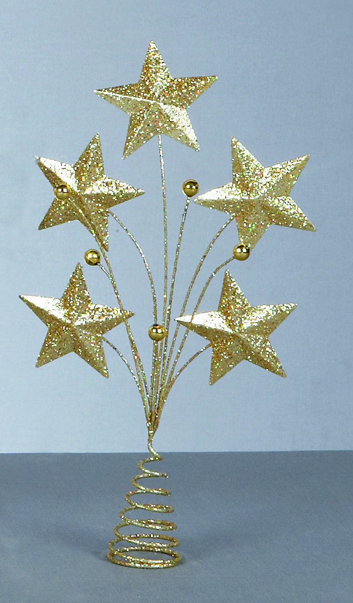 GOLD Glitter STAR Christmas Tree Topper Starburst 32cm 5 x 5