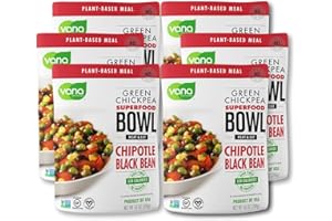 Vana Life's Foods Plant based Ready Meal - Green Chickpea Superfood Bowl Heat and Eat Microwaved Cooked Bowl | Product of the USA (Chipotle & Black Bean, Pack of 6)
