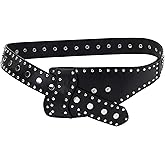 JAZTAKU Women's Vintage Wide Waist Belt with Buckle Concho Leather Belts Boho Waistband for Dress Jeans