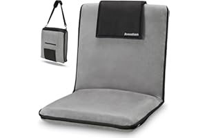 Besunbar Folding Meditation Floor Chair with Back Support for Adults, Padded Japanese Floor Chair with 6 Adjustable Position for Seating, Gaming, Reading, Watching & Yoga, Grey