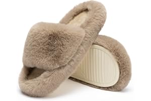Chantomoo Women's Slippers Memory Foam House Bedroom Slippers for Women Fuzzy Plush Comfy Faux Fur Lined Slide Shoes Anti-Skid Sole Trendy Gift Slippers