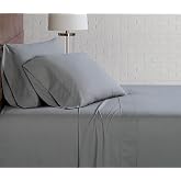 Brooklyn Loom Classic Cotton Sheet Sets Grey Cotton 4-Piece Queen Sheet Set, Solid Color Themed, for Men and Women, Oeko-TEX Certified Confidence