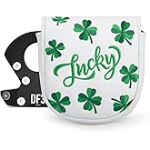 Golf Mallet Putter Head Cover, Magnetic Closure Lucky Clover Design Premium Leather Golf Headcovers Golf Mallet Putter Cover for Golf DF3 Putter