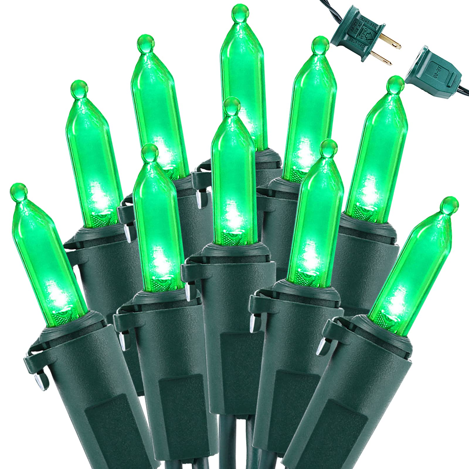 Photo 1 of ***DAMAGED - SEE NOTES/PICTURES***
Brizled Green Christmas Lights, 33ft 100 LED Christmas String Lights, 120V UL Certified Plugin Xmas Tree Light Connectable Waterproof Mini Xmas Light for Home Tree Halloween Indoor Outdoor Decorations