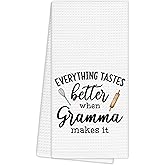 EGBTL Gramma Mother Gifts Kitchen Towels, Grandma Gifts from Grandkids Dishcloths Dish Towel for Kitchen, Everything Tastes Better When Gramma Makes It Hand Towels for Bathroom Decor 16x24 Inches
