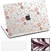 QJUZO Compatible with MacBook Air 13 inch Case 2025 2024 2023 2022 M4 M3 M2 A3240 A3113 A2681, Laptop Hard Shell Cover with Screen Protector + Keyboard Cover for MacBook Air 13.6" - Abstract Floral