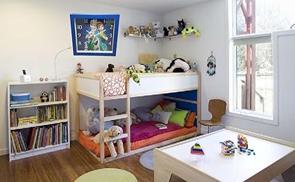 Newest Arrival Cartoon Square Look Wall Clock for Kids Room Decor (Blue)