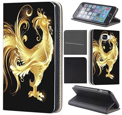 Samsung Galaxy S5 / S5 Neo Hülle von CoverHeld Premium Flipcover Schutzhülle Flip Case Motiv (1037 Hahn Gold)