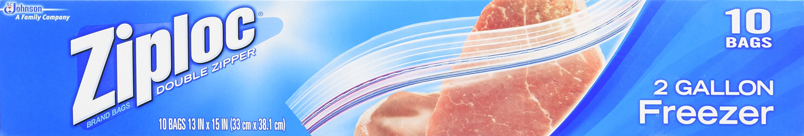 Ziploc Freezer Bags Jumbo, 2 Gallons, 10 Bags