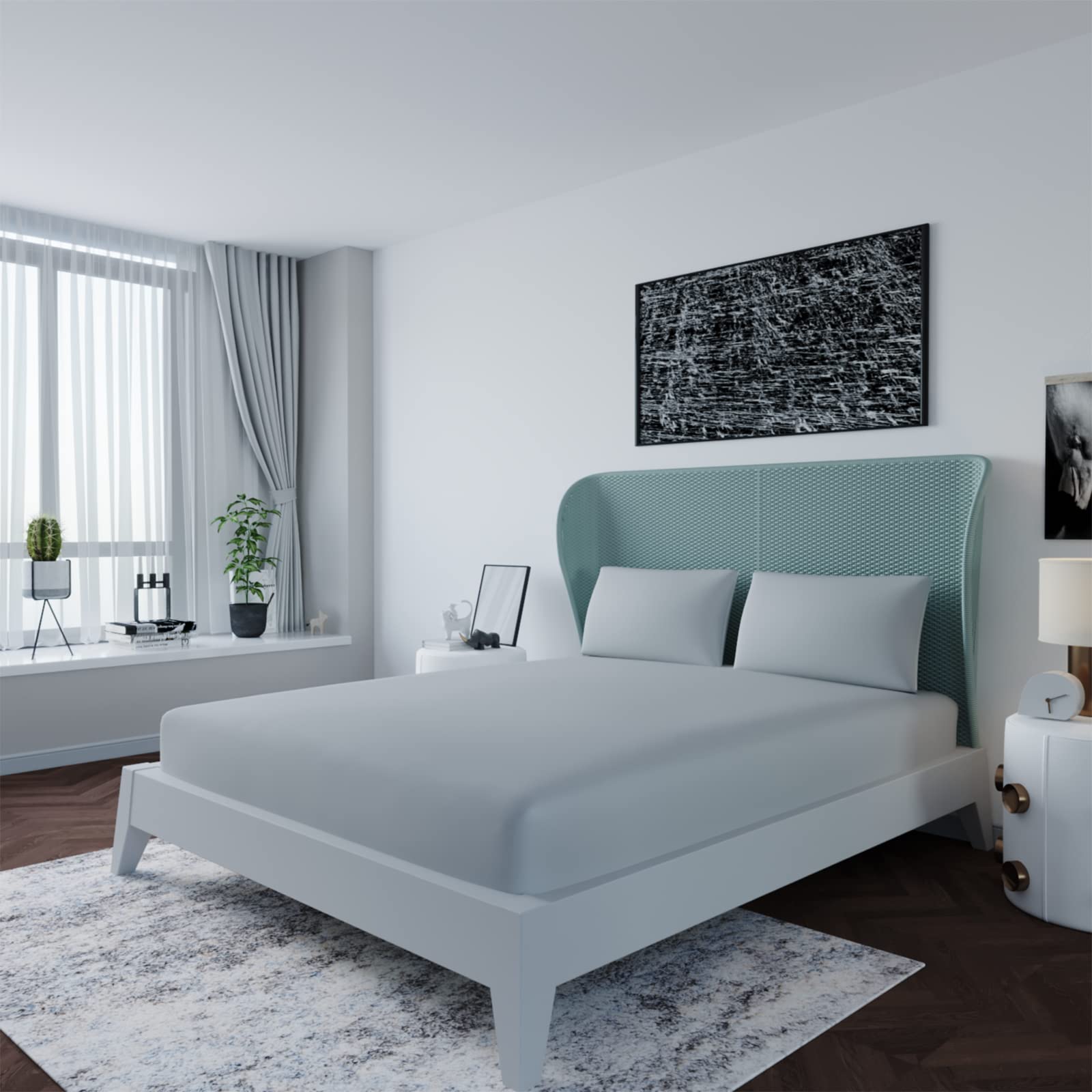 LivinEase Double Fitted Sheet -10inch(26cm) Deep Cotton Blend Fitted Sheets Double -Bobble Free, Easy Care, Soft and Comfortable Silver Bed Sheets (Silver, Double)