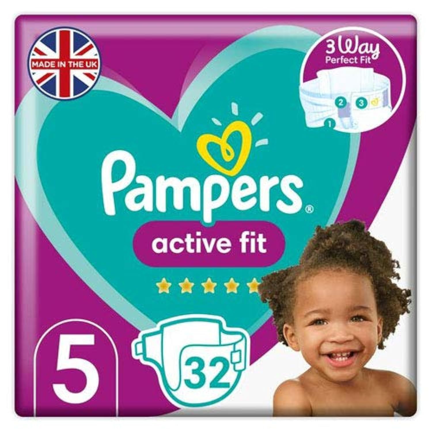 Pampers Active Fit Essential Pack Size 5 for 11-16 kg, 32 Nappies, 300 g