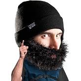 Beard Head Bushy Biker Beard Beanie - Funny Knit Hat and Fake Beard Costume Black
