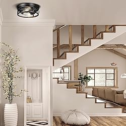 Feanron Farmhouse 2-Light Black Flush Mount Ceiling
