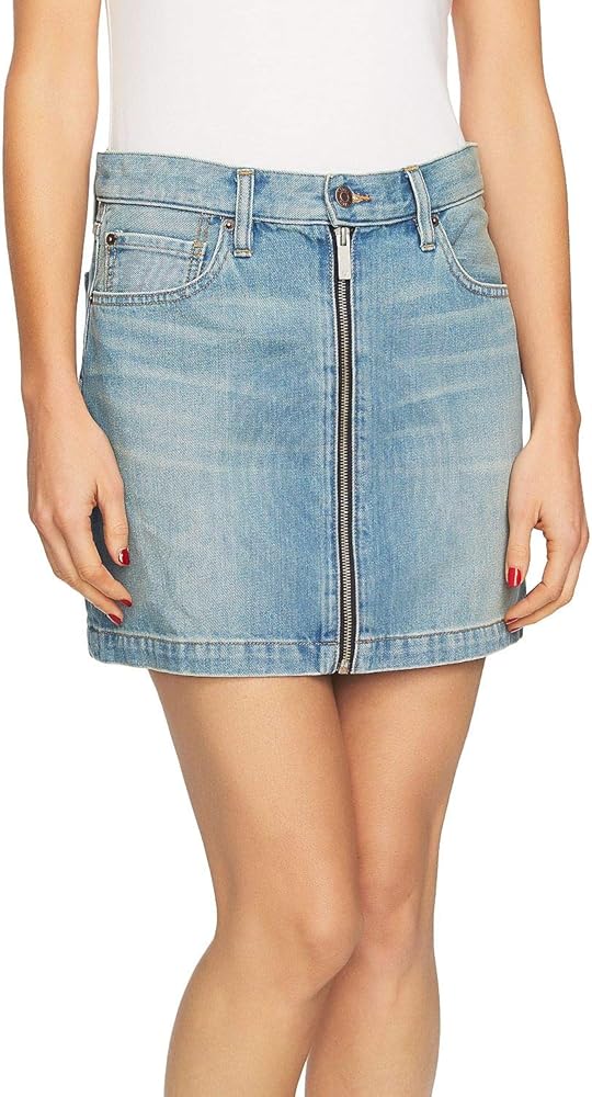 denim zip front skirt