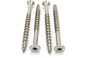 Bolt Dropper No. 8 x 2-1/2" Stainless Deck Screws, (100 Pack) Square Drive, Type 17 Wood Cutting Point, 18-8 (305) Stainless Steel, Hidden Fasteners, Corrosion Resistant