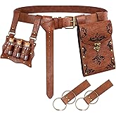 5PCS Renaissance Belt Pouch Set - Medieval Costume Accessories with Potion Bottle, Waist Bag & Skirt Hike for Cosplay (Brown)