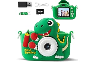 SHZYGQ Kids Camera, Dinosaur Kids Camera for Kids Boys, Toddler Camera Digital Camera for Kids Age 3-12, Christmas Birthday Gifts Toys for 3 4 5 6 7 8 9 10 Years Old Boys, 1080P HD Selfie Video Camera