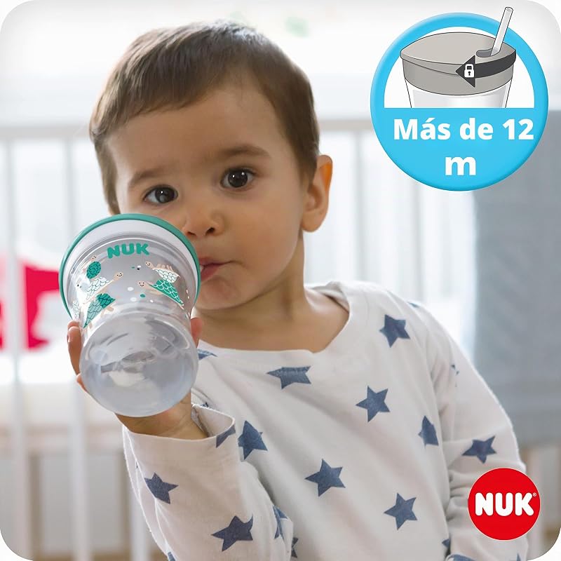 Aprenda a beber caça com treinador, aprendiz (mais de 6 meses), copo mágico 360° (8 meses a partir do jogo) e copo de ação para crianças pequenas (12 meses +), 230 ml, sem BPA, gato amarelo
