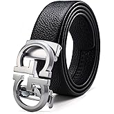 ARIMIA Fashion Diamond Mens Real Leather Ratchet Belt Black Adjustable Length Full Grain Soft Genuine Cowhide Strap Wide