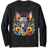 Xoloitzcuintli Dog Sugar Skull Cinco De Mayo Mexican Long Sleeve T-Shirt