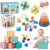 6 in 1 Baby Toys18 Months, Montessori Toys for 2Year Old Martiount Stacking Building Blocks for Infant, Pull String Teething 