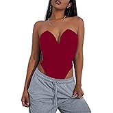 ALCEA ROSEA Women's Strapless Satin Bodysuit Sexy Deep V Neck Thong Tummy Control Shapewear with Underwire 1839