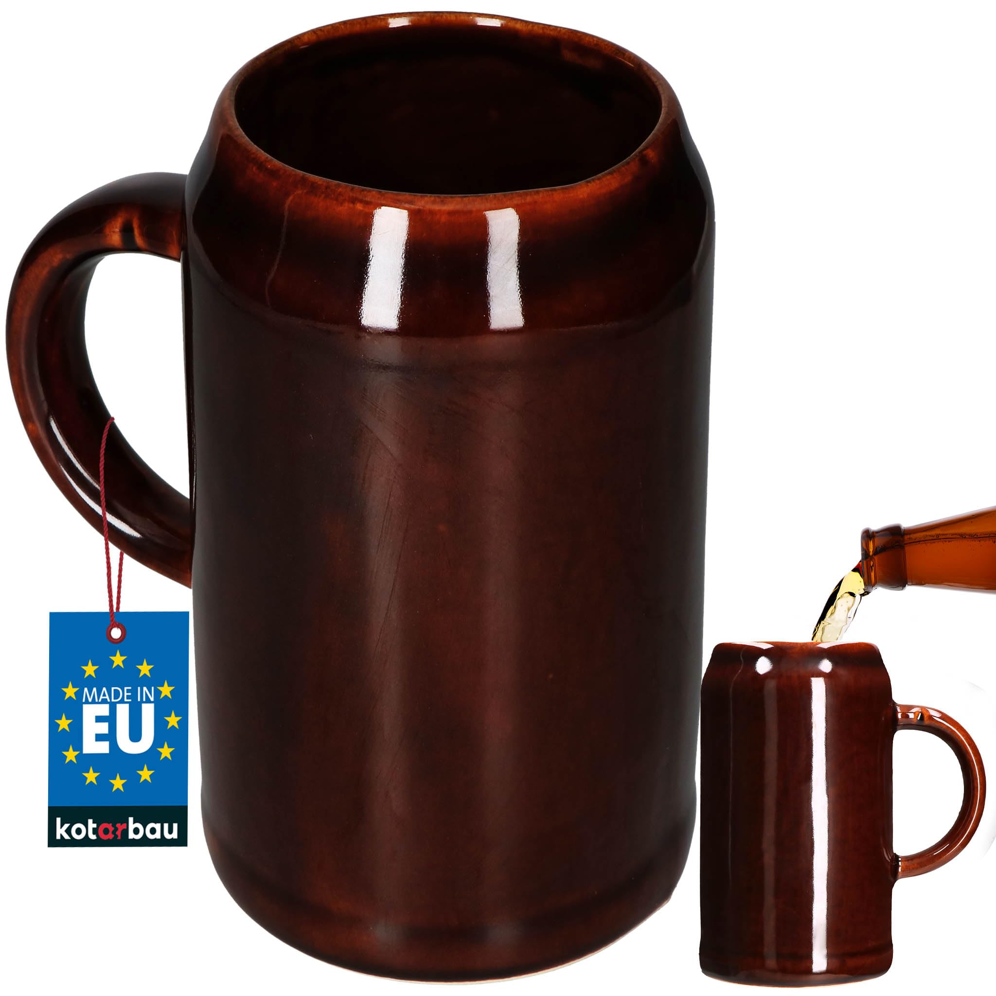 KOTARBAU® Ceramic Beer Mug Size Name for Wine Beer Drinks Steinbeer Mug (1 L)