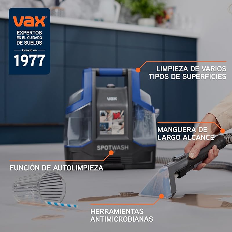 SpotWash Duo Quitamanchas para alfombras y tapicería con herramienta para mascotas, accesorios multi-superficie y solución para limpiar escaleras, sofás, coches y superficies duras