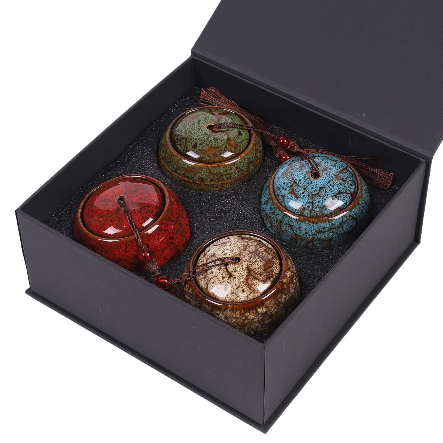 Youdear Memorials Ceramic Mini Urn - Set of 4 - Marble Pattern - Traditional Style - 6.4 cm H x 7.2 cm L/W x 0.66 lbs - Urn for Human, Dog, Cat, Pet Ashes