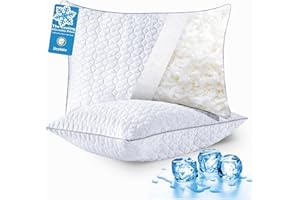 Cooling Pillows Queen Size 2 Pack, Shredded Memory Foam Pillows, Adjustable Firm Bed Pillows Cool Cold Pillow for Hot Side Ba