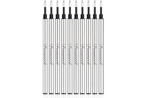 Pemmeed Rollerball Pen Refills Smooth Writing German Gel Ink,Parker Waterman Compatible Pen Refills Metal Standard Size Fine Point Black Ink Pack of 10 (Black)