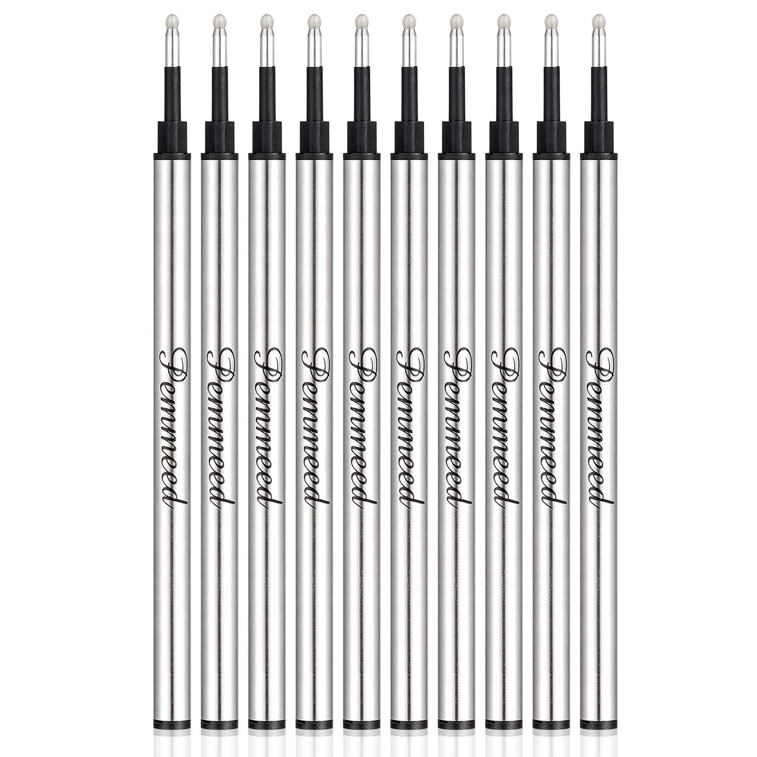 Photo 1 of Pemmeed Rollerball Pen Refills Smooth Writing German Gel Ink,Parker Waterman Compatible Pen Refills Metal Standard Size Fine Point Black Ink Pack of 10 (Black)