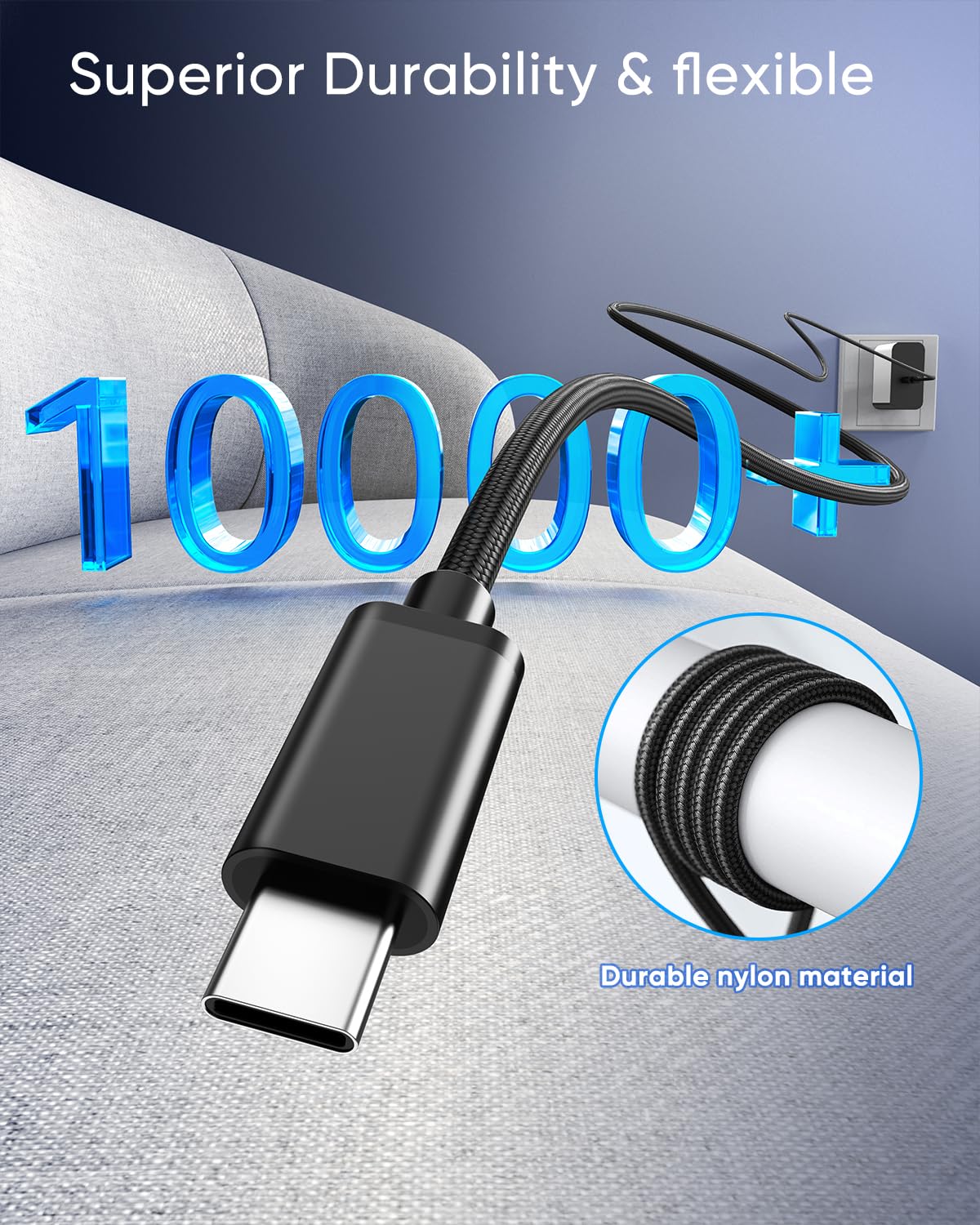 65W Fast Charger for Steam Deck, Nintendo Switch 2 & ROG Ally - PD3.0 Foldable AC Adapter with 6.6FT USB C Cable, Switch 2 Charger Support TV Dock, PS Console [Original Steam Deck Charger Replacement]