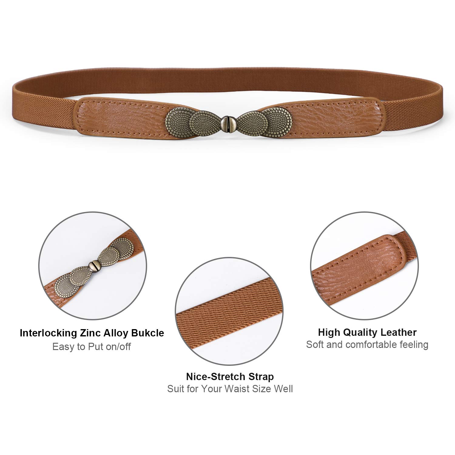 Women Skinny Elastic Stretch Belt for Dresses Retro Ladies Waist Cinch Thin Belt By JasGood