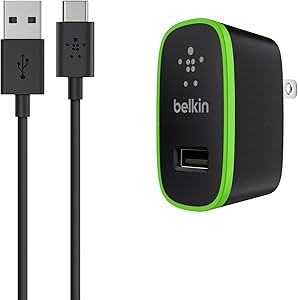 Belkin Universal Wall Charger + 6-Foot USB-C Cable (USB Type C) (2.1 Amp), 10-Watt Bundle