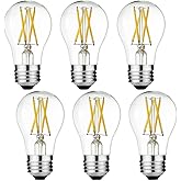 LiteHistory A15 LED Bulb 6W Equal E26 Led Bulb 60 Watt Non-Dimmable Edison Light Bulb Neutral White 4000K Clear AC120V 600LM E26 Bulb for Ceiling Fan,Wall sconces,Fridge,Desk lamp Pack of 6