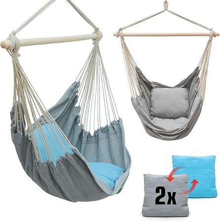 Amanka Kinder Hangesessel Mit Kissen Hangeschaukel Fur Kinderzimmer Und Garten Indoor Outdoor Amazon De Garten