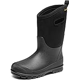 DREAM PAIRS Boys Waterproof Boots Outdoor Faux Fur Lining Shoes with Handles for Rain Snow Winter Muck Mud and Cold Weather for Little/Big Kids