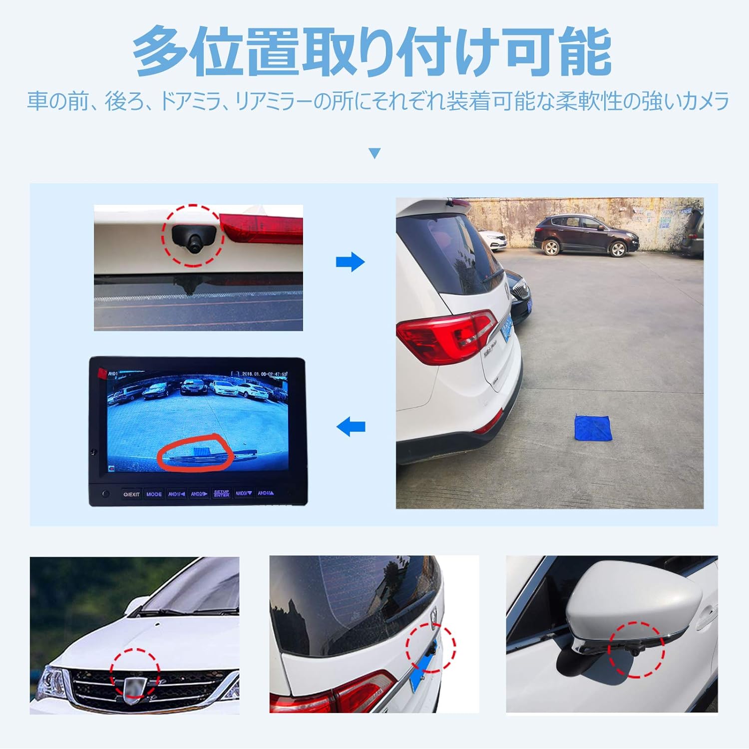 Amazon Parkvision サイドカメラ フロントカメラ バックカメラ兼用 穴開けることなく 360 角度回転可 ミニー超小型 正像鏡像切替可能 上下反転タイプ 多位置に装着可能高画質cmosセンサー Ip68防水防塵防震 Rca 4pin 12v対応 12ヶ月保証期間 S142 バックカメラ本体