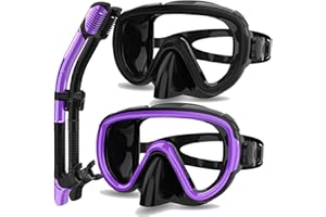 Bairuifu 2 Packs Dry Snorkel Mask Set Snorkeling Gear for Adults Scuba Diving Mask Swimming Glasses Swim Dive Mask Nose Cover Free Diving