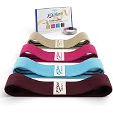 HABBY Sport Fabric Resistance Bands Set of 4 | Progressive tension levels, Non-slip interior grip, Durable machine washable material, Portable design, Video guide included
