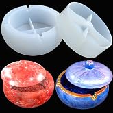 GOOOXIM Ashtray Resin Mold, Windproof Round Large with Lid | Silicone Ashtray & Cigar Mold for Epoxy Resin-4 Cigar Holders, Easy Release, Reusable DIY Craft for Home & Office, Ideal Gift