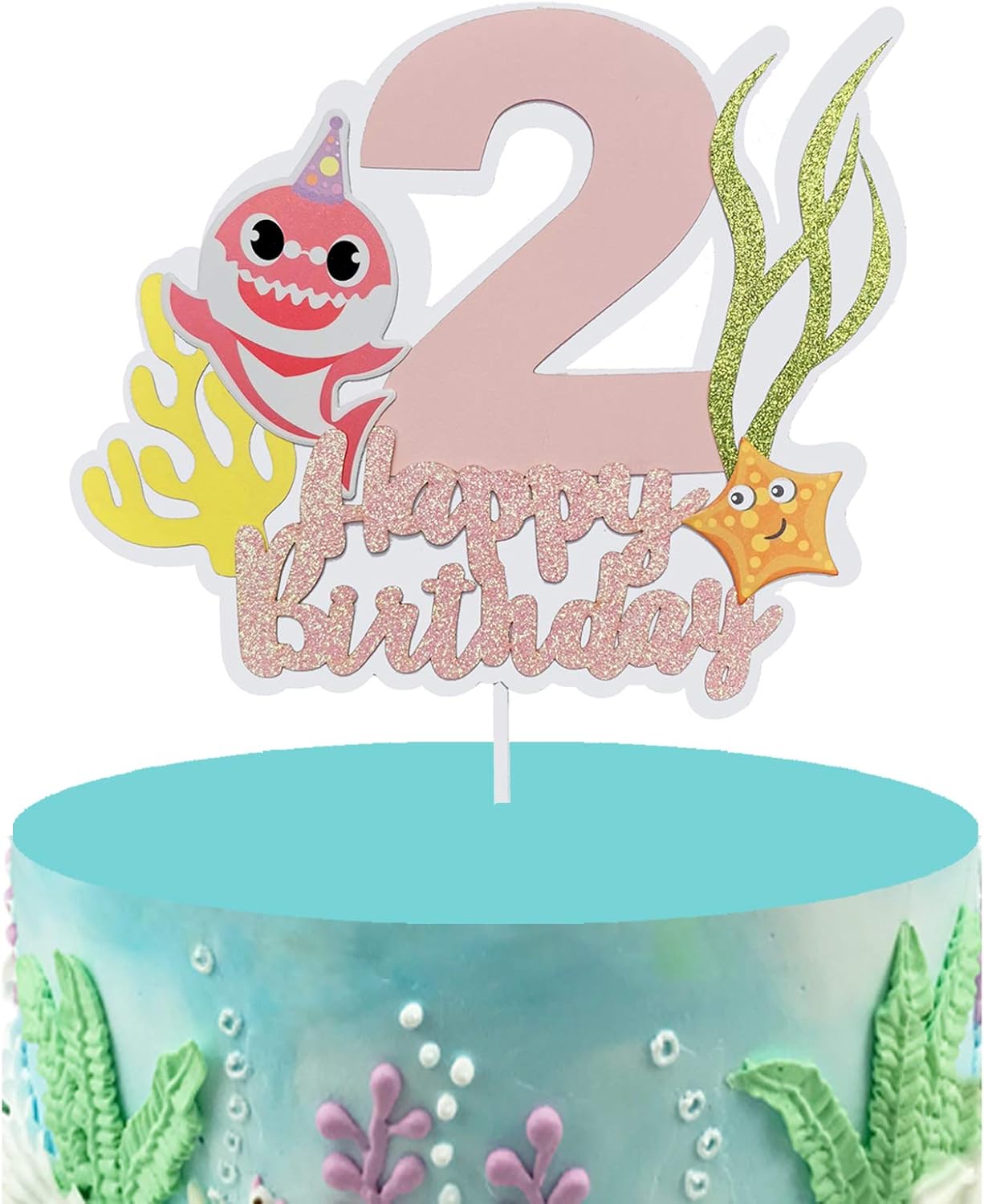 Pink Cute Shark Baby 2 Cake Topper 2nd Birthday Shark Cake Topper Cake Decoration For Girls Second Birthday Party Supplies Cake Toppers Cake Cupcake Toppers Interven Group