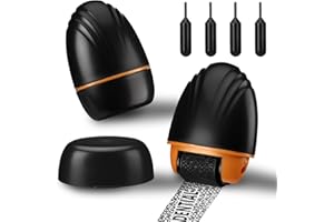 Nezyo 2 Pack Shell-Style Identity Theft Protection Roller Stamp Privacy Confidential Roller Stamp Information Blocker and 4 Refill Ink for ID Account Data Address Security, Black(Oval,Medium)