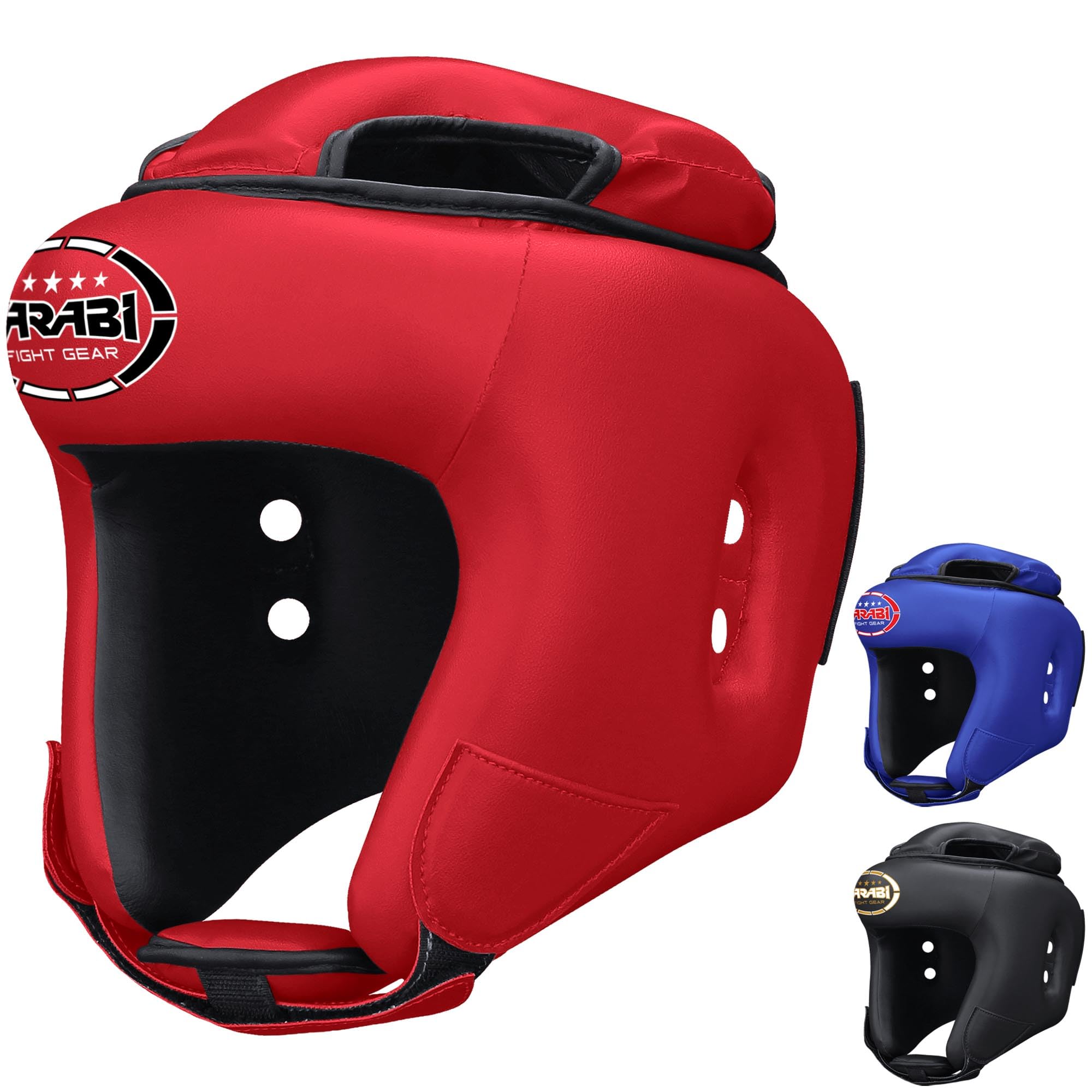 Farabi Boxing Head Guard Protector Open Face Adi Series of Boxing Helmet (Red, Medium)