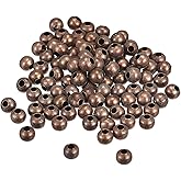uxcell 200Pcs Smooth Round Spacer Beads, 5mm Spacer Loose Ball Beads for Jewelry Making Bracelet Necklace DIY, Copper