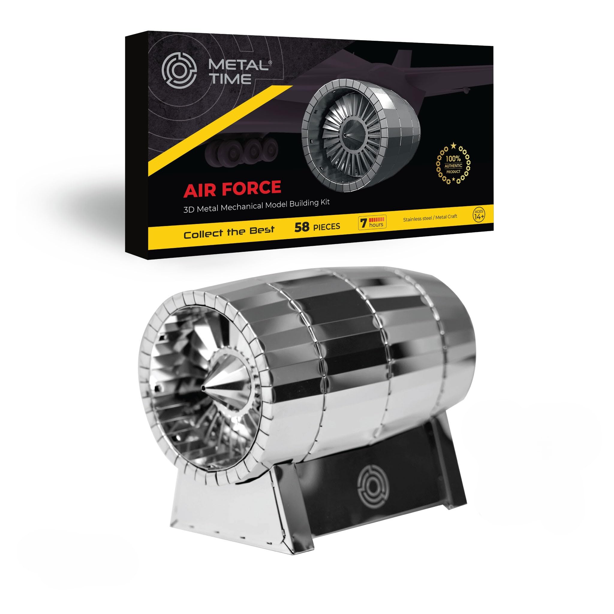 METAL-TIME Jet Engine Turbine, 3D Metal Puzzle, Jet Engine Assemble Model Kit, 3D Metal Model DIY Kit, Jet Engine Working Model AIR Force.