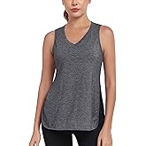 Abrooical Women's Workout Tank Tops V Neck Running Sports Yoga Sleeveless Shirts Side Split