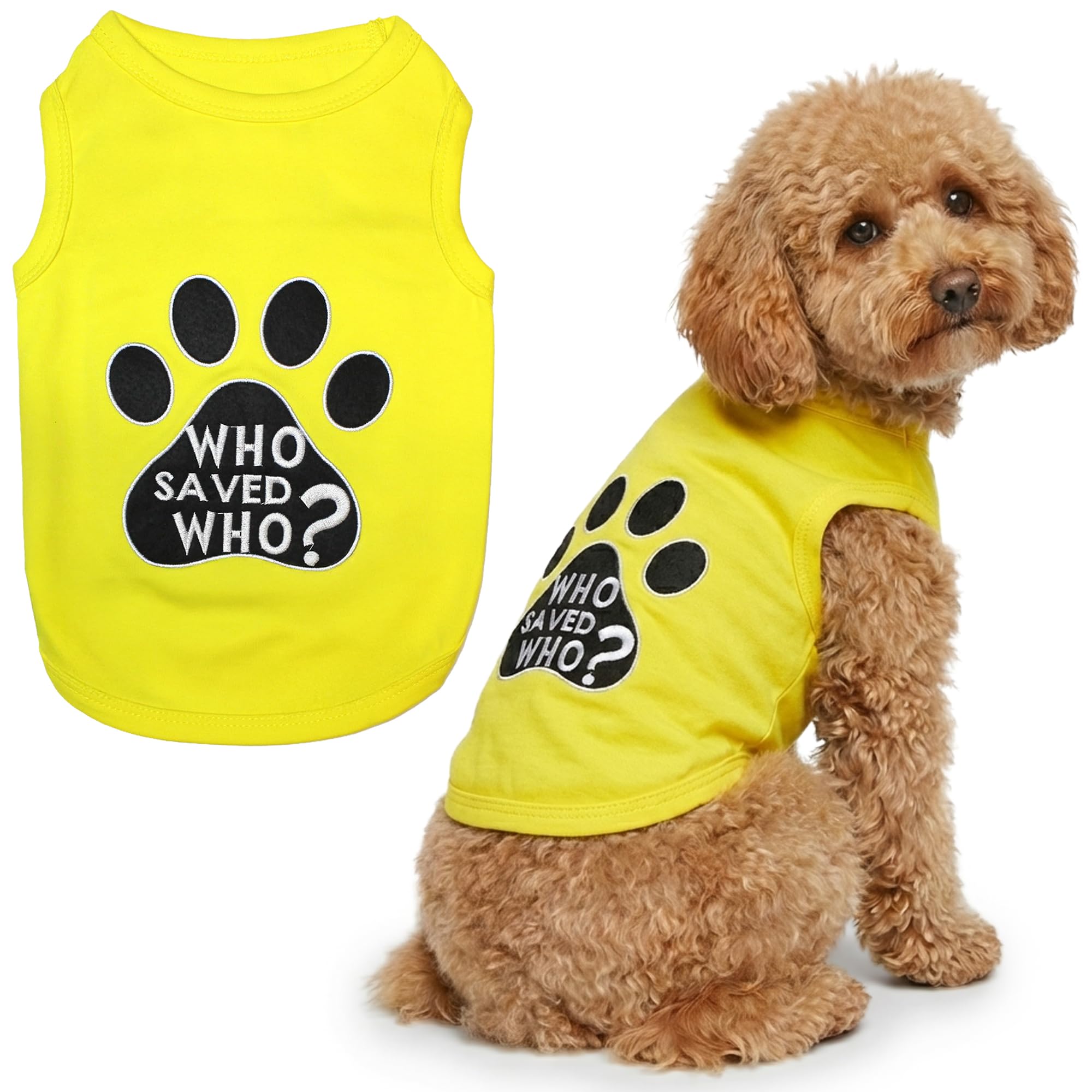 Parisian Pet Who Saved Who? T-Shirt, Large