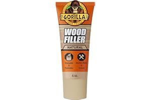 Gorilla All Purpose Wood Filler, Natural Color, 6 Ounce Tube (Pack of 1) - Water Resistant for Indoor or Outdoor Projects and Repairs